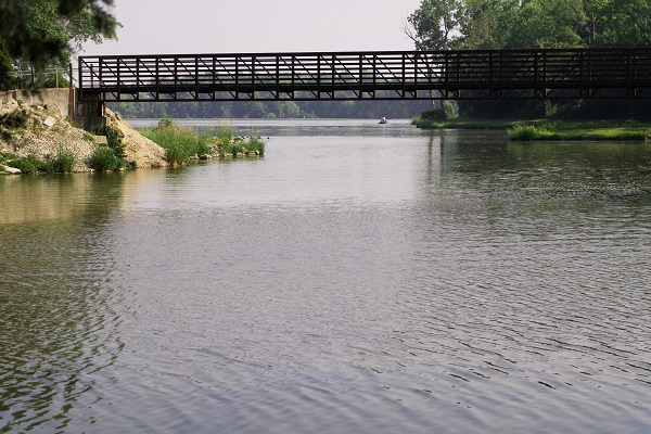 Bridge connects a narrow section of lake